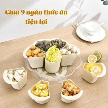 Rổ Đựng Rau Lẩu Chia Ngăn + Khay Xoay 360 HANU – Khay Bánh Mứt Kẹo Tết Hình Hoa Giá 176.000 4