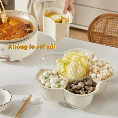 Rổ Đựng Rau Lẩu Chia Ngăn + Khay Xoay 360 HANU – Khay Bánh Mứt Kẹo Tết Hình Hoa Giá 176.000 5