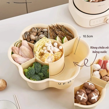 Rổ Đựng Rau Lẩu Chia Ngăn + Khay Xoay 360 HANU – Khay Bánh Mứt Kẹo Tết Hình Hoa Giá 176.000 6
