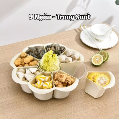 Rổ Đựng Rau Lẩu Chia Ngăn + Khay Xoay 360 HANU – Khay Bánh Mứt Kẹo Tết Hình Hoa Giá 176.000 9
