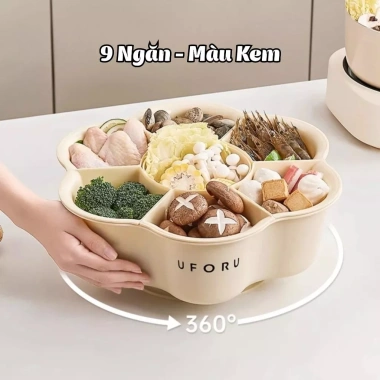 Rổ Đựng Rau Lẩu Chia Ngăn + Khay Xoay 360 HANU – Khay Bánh Mứt Kẹo Tết Hình Hoa Giá 176.000 10