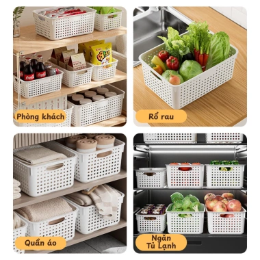 Rổ Nhựa Đa Năng SUNBEAM có Quai - Giỏ Đựng Thực Phẩm, Đồ Khô, Nhà Bếp, Tủ Lạnh, Phòng Ngủ - Giá 33.000 VND 4