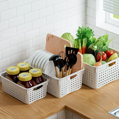 Rổ Nhựa Đa Năng SUNBEAM có Quai - Giỏ Đựng Thực Phẩm, Đồ Khô, Nhà Bếp, Tủ Lạnh, Phòng Ngủ - Giá 33.000 VND 6