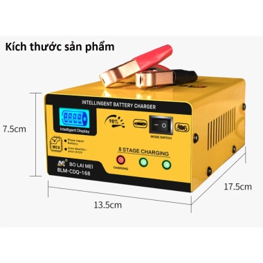 Sạc ắc quy 12V/24V 200AH Bolaimei BT-168 – Tự ngắt khi đầy, cho ô tô, xe máy, bình khô/nước, giảm 18% 2