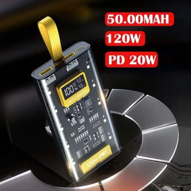 Sạc điện thoại 120W 50.000mAh PD 22.5W kèm 4 cáp và đèn LED - AUDIO365 - 239.000₫
