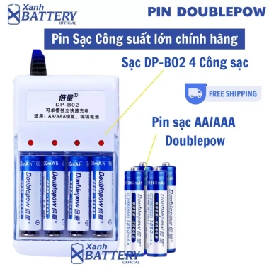 Sạc DP-B02 Doublepow 4 khe 4 viên AA/AAA cho mic không dây, camera, đồ chơi trẻ em 49.500