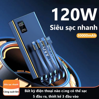 Sạc dự phòng 100.000mAh 2.025 sạc nhanh 22.5W, màn hình hiển thị pin, đèn pin sáng mạnh - Giá ưu đãi 224.978₫ 2