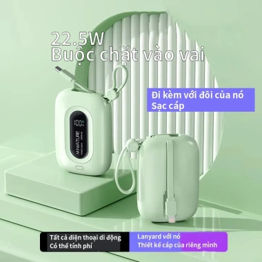 Sạc dự phòng 10.000mAh 2 cổng sạc nhanh kèm cáp iP+Type-C, gọn nhẹ, LED hiển phần trăm - 210.000 VND 5