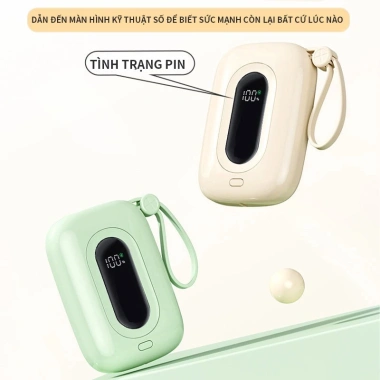 Sạc dự phòng 10.000mAh 2 cổng sạc nhanh kèm cáp iP+Type-C, gọn nhẹ, LED hiển phần trăm - 210.000 VND 9