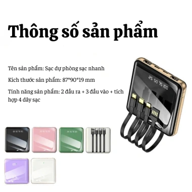 Sạc dự phòng 10.000mAh – 4 dây Light/USB‑Micro/Type‑C, màn hình % pin, giảm còn 229k 4 Sạc dự phòng 10.000mAh – 4 dây Light/USB‑Micro/Type‑C, màn hình % pin, giảm còn 229k 4