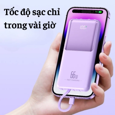 Sạc Dự Phòng 10.000mAh kèm 4 Cáp Sạc Nhanh Type-C, Light, USB-Micro - Sạc Nhiều Thiết Bị, Quà Tặng 199k 3