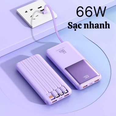 Sạc Dự Phòng 10.000mAh kèm 4 Cáp Sạc Nhanh Type-C, Light, USB-Micro - Sạc Nhiều Thiết Bị, Quà Tặng 199k 6