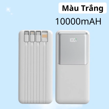 Sạc Dự Phòng 10.000mAh kèm 4 Cáp Sạc Nhanh Type-C, Light, USB-Micro - Sạc Nhiều Thiết Bị, Quà Tặng 199k 8