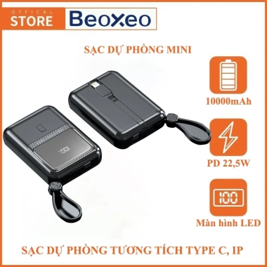 Sạc dự phòng 10.000mAh sạc nhanh 22.5W cầm tay với 2 dây cho iPhone Samsung Oppo PD01S 2 Sạc dự phòng 10.000mAh sạc nhanh 22.5W cầm tay với 2 dây cho iPhone Samsung Oppo PD01S 2