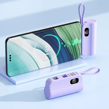 Sạc Dự Phòng 12.000mAh Cáp Tích Hợp Sạc Nhanh 20W + Màn Hình LED Mini - Lên Máy Bay, Giá 134k