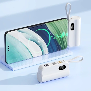 Sạc Dự Phòng 12.000mAh Cáp Tích Hợp Sạc Nhanh 20W + Màn Hình LED Mini - Lên Máy Bay, Giá 134k