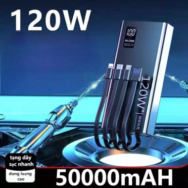 Sạc dự phòng 120W 50.000mAh, tích hợp 4 dây sạc và đèn LED, tương thích mọi máy 6 Sạc dự phòng 120W 50.000mAh, tích hợp 4 dây sạc và đèn LED, tương thích mọi máy 6