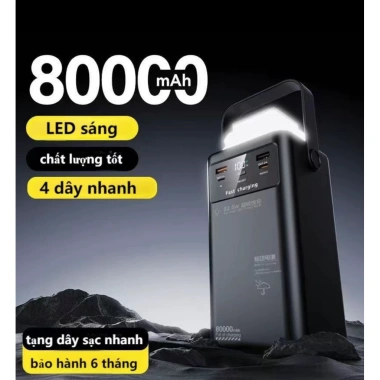Sạc Dự Phòng 120W 80.000mAh Đèn LED Quay Sách, 4 Cổng Sạc Tháo Rời - 2.026