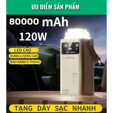 Sạc Dự Phòng 120W 80.000mAh Đèn LED Quay Sách, 4 Cổng Sạc Tháo Rời - 2.026 2 Sạc Dự Phòng 120W 80.000mAh Đèn LED Quay Sách, 4 Cổng Sạc Tháo Rời - 2.026 2