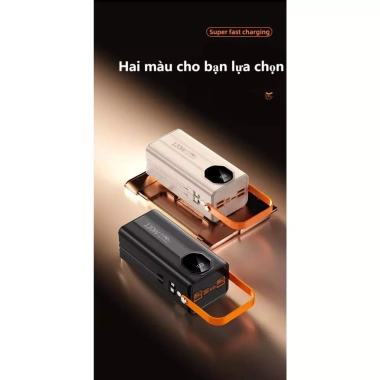 Sạc Dự Phòng 120W 80.000mAh Dung Lượng Lớn - 2 Dây Sạc & Đèn LED, Tương Thích Mọi Máy