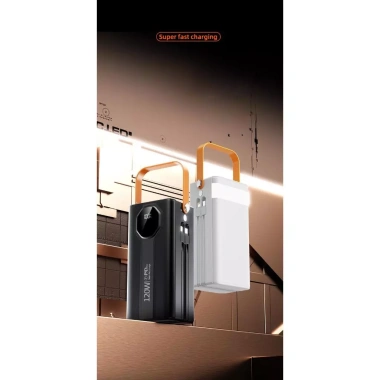 Sạc Dự Phòng 120W 80.000mAh Dung Lượng Lớn - 2 Dây Sạc & Đèn LED, Tương Thích Mọi Máy