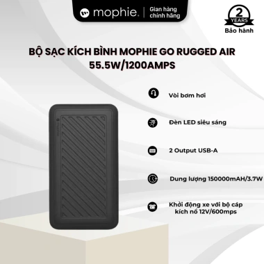 Sạc dự phòng 15,000mAh Mophie GO Rugged AIR và bộ kích bình ô tô 55.5Wh/1.200A, bảo hành 2 năm - Giá ưu đãi 3.2 triệu 6
