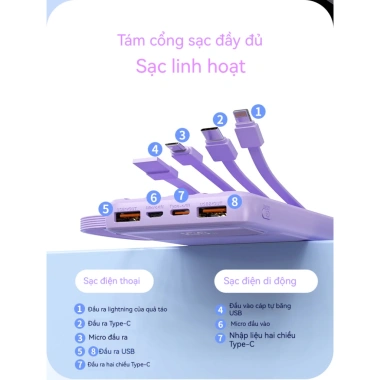 Sạc dự phòng 20.000-30.000mAh nhanh 120W, tương thích mọi điện thoại, giá 619k 3 Sạc dự phòng 20.000-30.000mAh nhanh 120W, tương thích mọi điện thoại, giá 619k 3