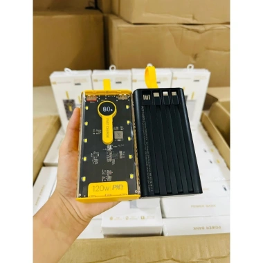 Sạc dự phòng 20.000mAh 120W trong suốt, sạc siêu nhanh kèm dây cho mọi máy - 195.000 VND