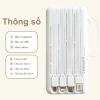 Sạc dự phòng 20.000mAh 20W nhanh, 4 cáp tích hợp, LED hiển dung lượng - Đa thiết bị, 229k 5