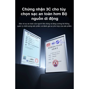 Sạc dự phòng 20.000mAh 3C Mang Lên Máy Bay - 2 dây sạc, màn LED pin, giá chỉ 189k
