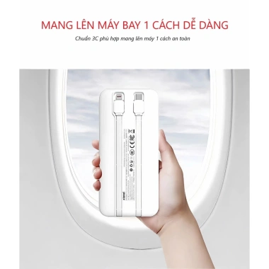 Sạc dự phòng 20.000mAh 3C Mang Lên Máy Bay - 2 dây sạc, màn LED pin, giá chỉ 189k