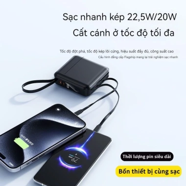 Sạc Dự Phòng 20.000mAh 3in1 Dung Lượng Lớn, Sạc Nhanh Tháo Rời, Phù Hợp Mọi Thiết Bị - Giá Ưu Đãi 319.000 VND