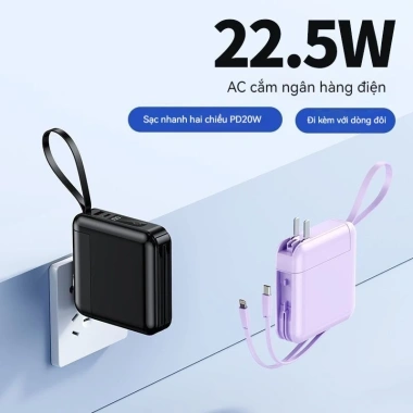 Sạc Dự Phòng 20.000mAh 3in1 Dung Lượng Lớn, Sạc Nhanh Tháo Rời, Phù Hợp Mọi Thiết Bị - Giá Ưu Đãi 319.000 VND