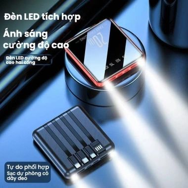 Sạc Dự Phòng 20.000mAh - 4 Dây Sạc Nhanh, Tương Thích Nhiều Thiết Bị, Pin Mini Tiện Lợi - Giá 155.000 VND 3