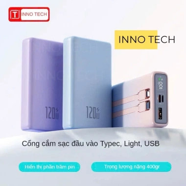Sạc Dự Phòng 20.000mAh 50.000mAh PD 22.5W Sạc Nhanh Dùng 5 Lần Cáp Kèm Giá 300k