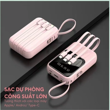 Sạc dự phòng 20.000mAh cáp sạc nhanh, màn hình LED, 3 dây cáp - 259.000 VND