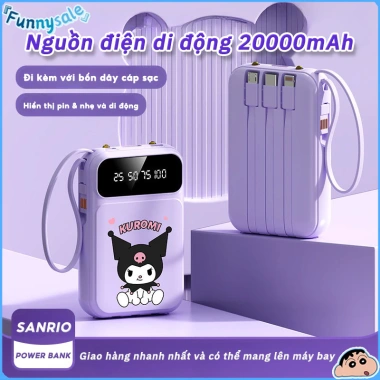Sạc dự phòng 20.000mAh Disney Kuromi, cáp tích hợp, sạc nhanh cho Apple, Huawei, Xiaomi - Giá chỉ 185.900 VND