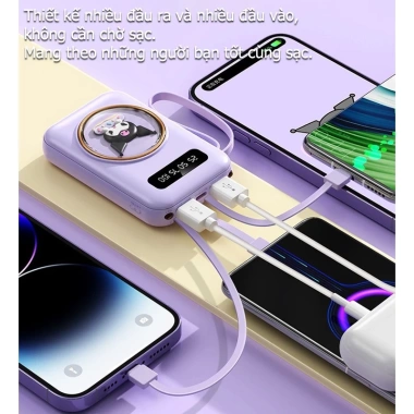 Sạc Dự Phòng 20.000mAh Dung Lượng Lớn kèm 4 Dây Sạc, Sạc Mọi Điện Thoại - Giá 183.000 VND