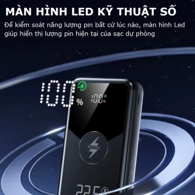 Sạc dự phòng 20.000mAh Gutek GT229 - Pin lớn, sạc nhanh 22.5W, dây sạc tích hợp, 239k 3 Sạc dự phòng 20.000mAh Gutek GT229 - Pin lớn, sạc nhanh 22.5W, dây sạc tích hợp, 239k 3