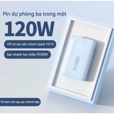 Sạc Dự Phòng 20.000mAh Mini 120W Chính Hãng Mẫu Mới 2 Dây Cáp Kèm Đầu Cắm AC Sạc Dự Phòng 20.000mAh Mini 120W Chính Hãng Mẫu Mới 2 Dây Cáp Kèm Đầu Cắm AC