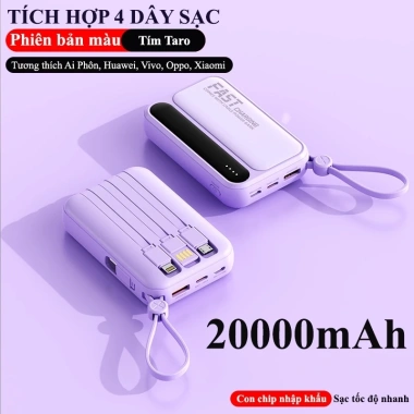 Sạc dự phòng 20.000mAh mini dung lượng lớn, kèm dây sạc R08, chỉ 259.000₫ 4 Sạc dự phòng 20.000mAh mini dung lượng lớn, kèm dây sạc R08, chỉ 259.000₫ 4