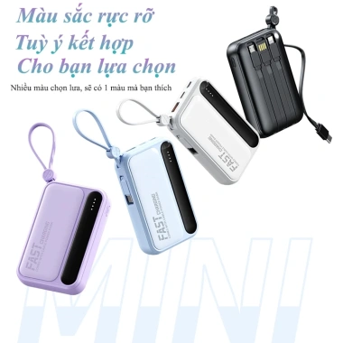 Sạc dự phòng 20.000mAh mini dung lượng lớn, kèm dây sạc R08, chỉ 259.000₫