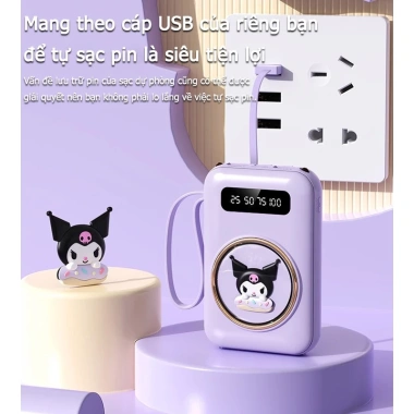 Sạc dự phòng 20.000mAh nhẹ dễ thương, kèm 4 dây sạc đa năng, hỗ trợ mọi điện thoại - Giá 186k 3
