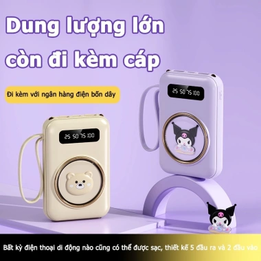 Sạc dự phòng 20.000mAh nhẹ dễ thương, kèm 4 dây sạc đa năng, hỗ trợ mọi điện thoại - Giá 186k 6