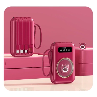 Sạc dự phòng 20.000mAh nhẹ dễ thương, kèm 4 dây sạc đa năng, hỗ trợ mọi điện thoại - Giá 186k 8