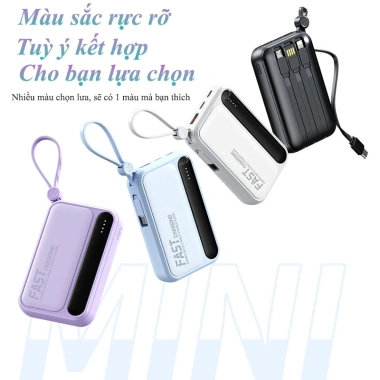 Sạc dự phòng 20.000mAh pin mini dung lượng lớn - Kèm đa dạng dây sạc R08, giảm giá tới 259k 7