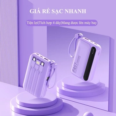 Sạc dự phòng 20.000mAh với 4 dây sạc nhanh, hỗ trợ đa thiết bị, pin bền, giá chỉ 169.400 VND 6