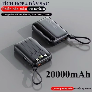 Sạc dự phòng 20.000mAh với 4 dây sạc nhanh, hỗ trợ đa thiết bị, pin bền, giá chỉ 169.400 VND 7
