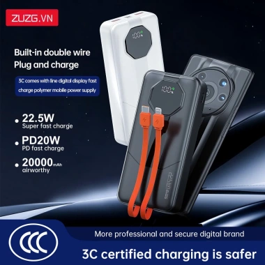 Sạc dự phòng 20.000mAh ZUZG C013P sạc nhanh 22.5W kèm dây chính hãng giá 399.000₫ 4