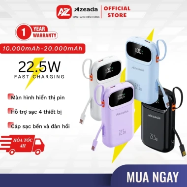 Sạc Dự Phòng 22.5W P03 20.000mAh/10.000mAh - 3 Dây Sạc Nhanh + Màn Hình LED